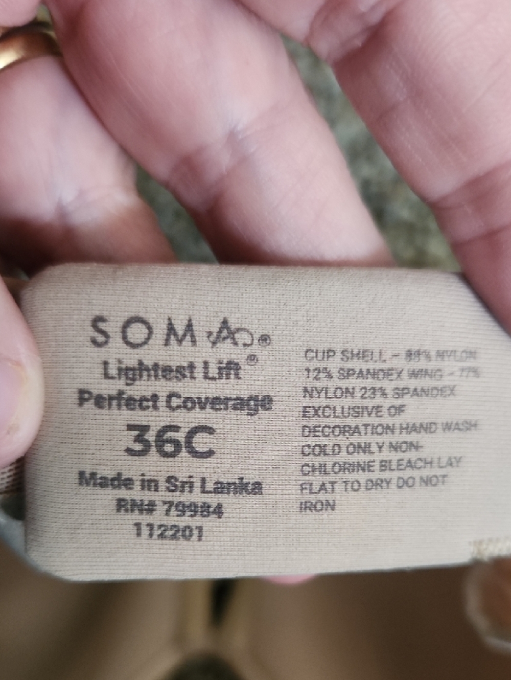 Soma Lightest Lift Perfect Coverage Underwire Bra, 36C - Picture 2 of 4